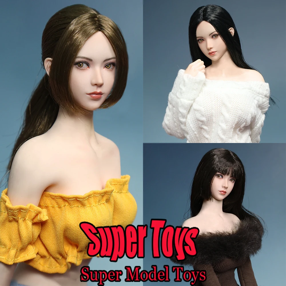 

JKTOYS K007 1/6 Scale Female Soldier Head Sculpture Milly Asian Beauty Head Carving For 12-inches Action Figure Model Doll