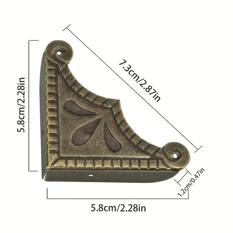 8Pcs Furniture Fittings Antique Corner Bracket Jewelry Gift Box Wood Case Decorative Feet Leg Corner Decorative Protector +Nails view 3