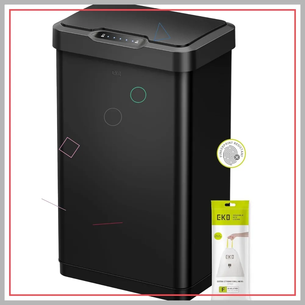 

Мусорный бак с бесконтактным датчиком движения, 50 л, отделка матовой черной нержавеющей стали