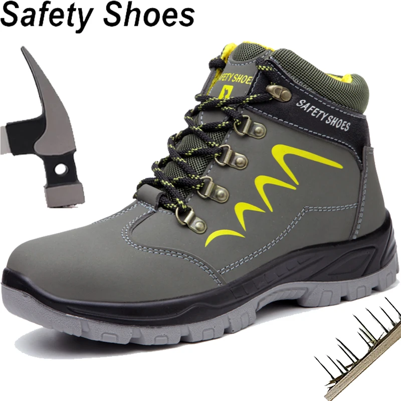 Men's Work Boots Anti-Punctur Slip Resistant Steel Toe Shoes Work ShoesPuncture-Resistant Safety Shoes Indestructible Sneaker