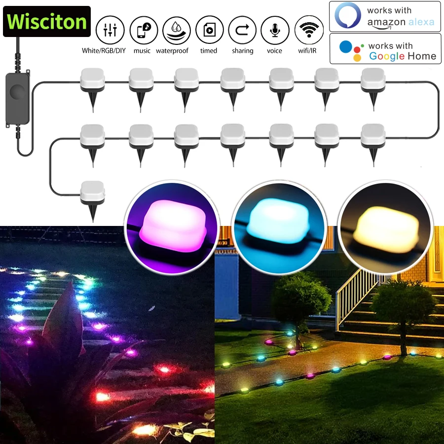 

Smart WIFI RGBIC Lawn Light Eaves Light Waterproof Atmosphere Decorative Light String Work with Alexa, Google Assistant