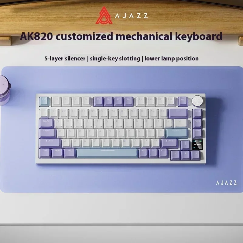 Imagem -02 - Ajazz-teclado Mecânico sem Fio Ak820 Pro Tela Inteligente Botão Multifuncional Modo Personalizado Junta Presentes Gamer