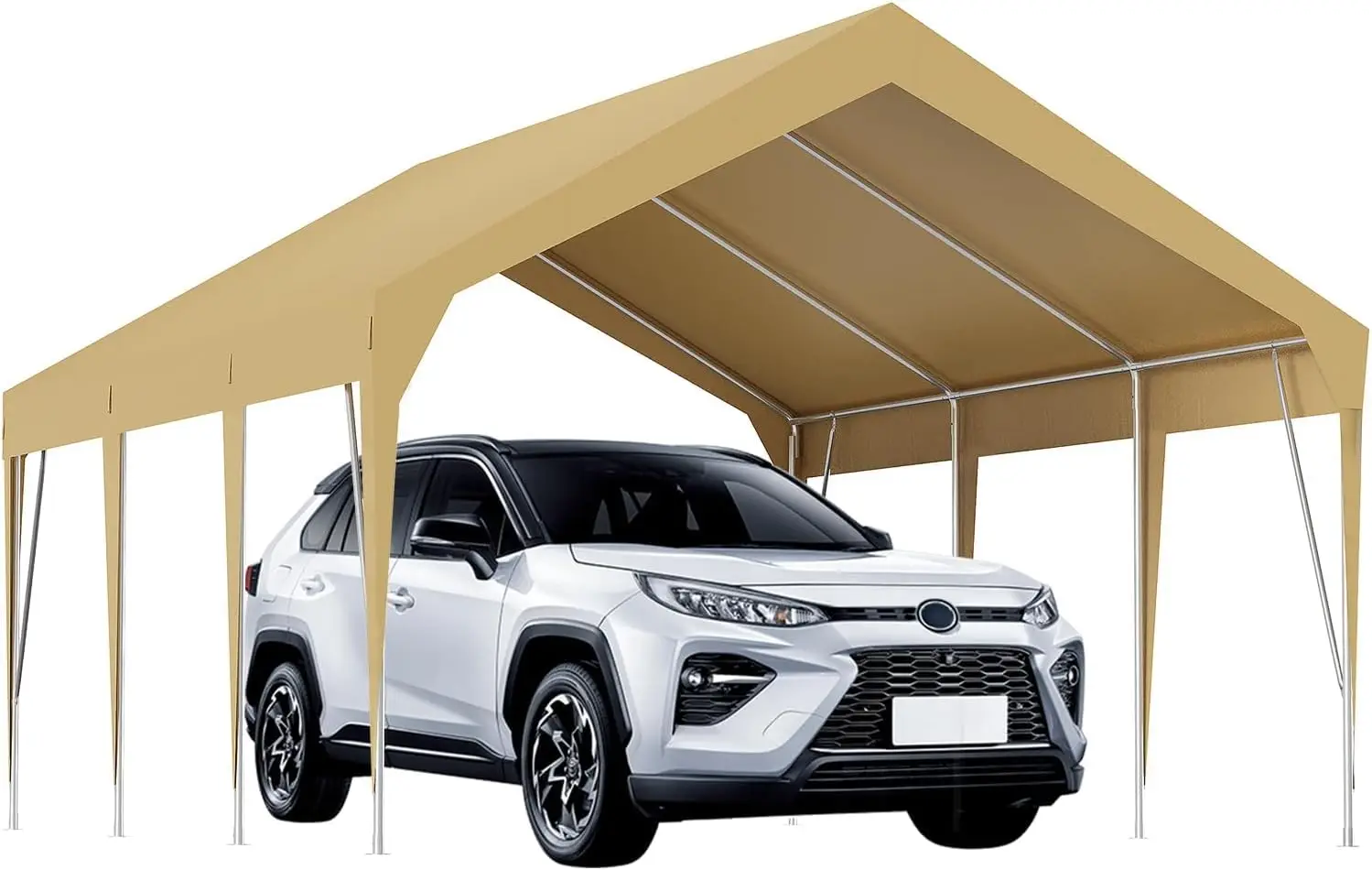 Heavy Duty 10x20 FT Carport Upgraded Frame Adjustable 9.3-10 FT Portable Canopy Waterproof UV Shelter Car Boat RV, Customized