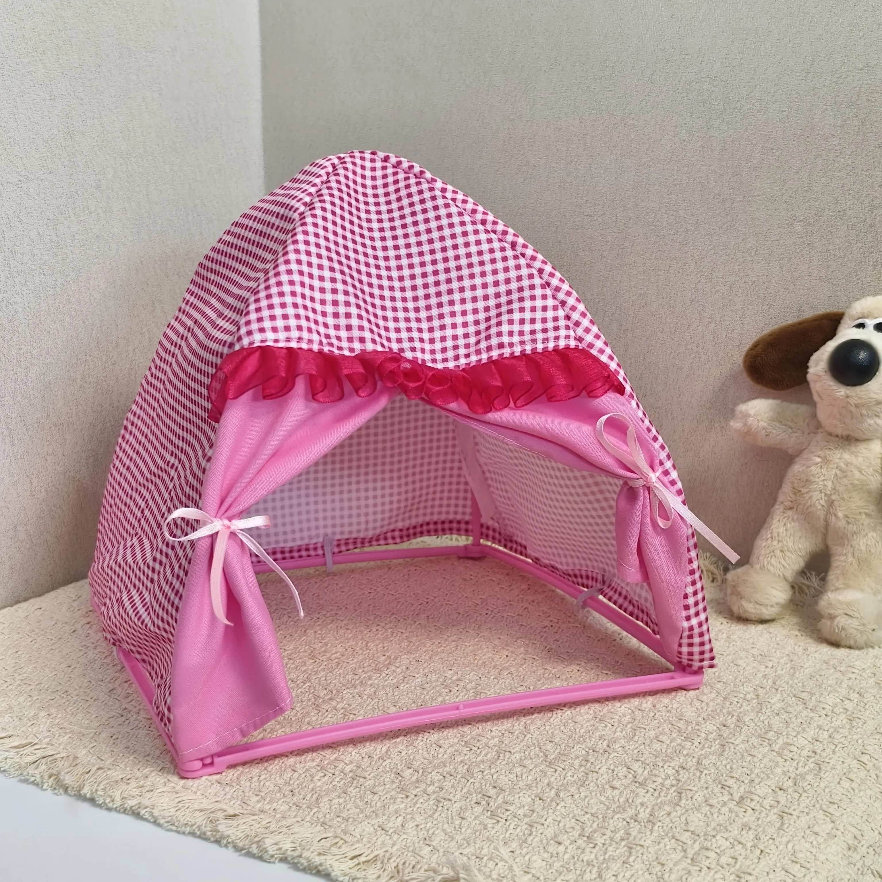 

30cm Babi Doll Camping Tent Toy Cute Mini Pink Camping Tent 1/6 BJD Doll Scene Decoration Outdoor Picnic Tent Doll Accessories