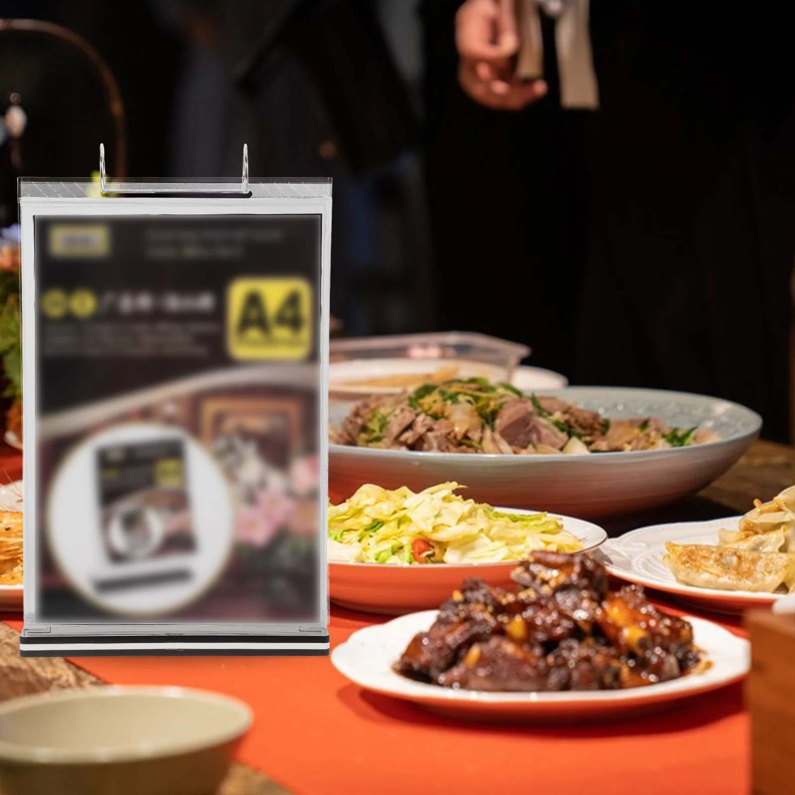 حامل القائمة بحجم A4، لافتة طاولة قابلة للطي للمطاعم والمقاهي والحانات ومنظم مكتب ورف مزدوج الجوانب وعرض القائمة المحمول #5