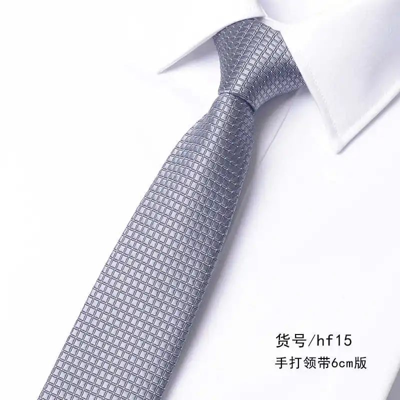 Grey Striped 6CM Narrow Edition Tie Men's Handmade Knotted Shirt Bachelor's Clothing Accessories Fashionable And Trendy Necktie