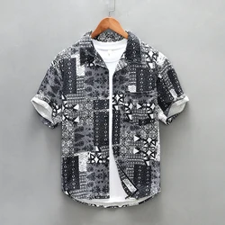 Digital Printing Short Sleeve Shirts for Men 2024 Summer New Plus Size 4XL Casual Loose Polyester Shirts