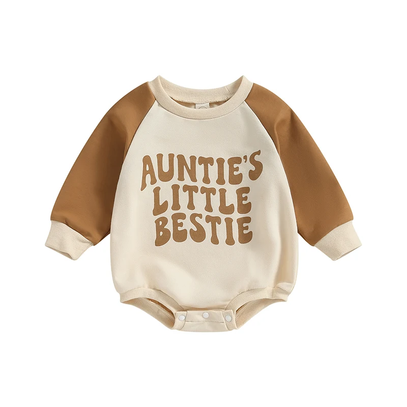 Newborn Infant Baby Boy Girl Romper Auntie s Little Bestie Crewneck Sweatshirt Romper Top Fall Winter Clothes