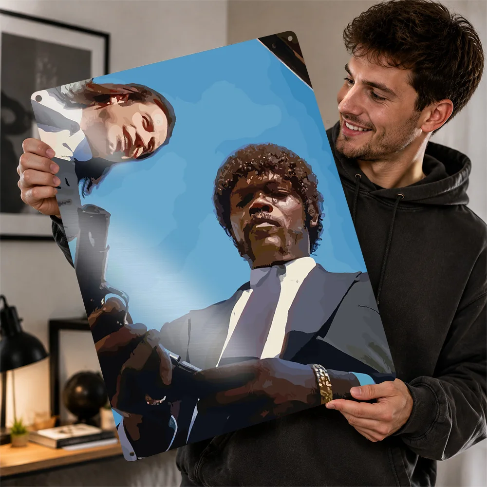Pulp Fiction: Jules and Mia Metal Poster Perfect Gift for Fans Lovers Personalized Wall Art Metal Sign for Decor Room Wand Deko