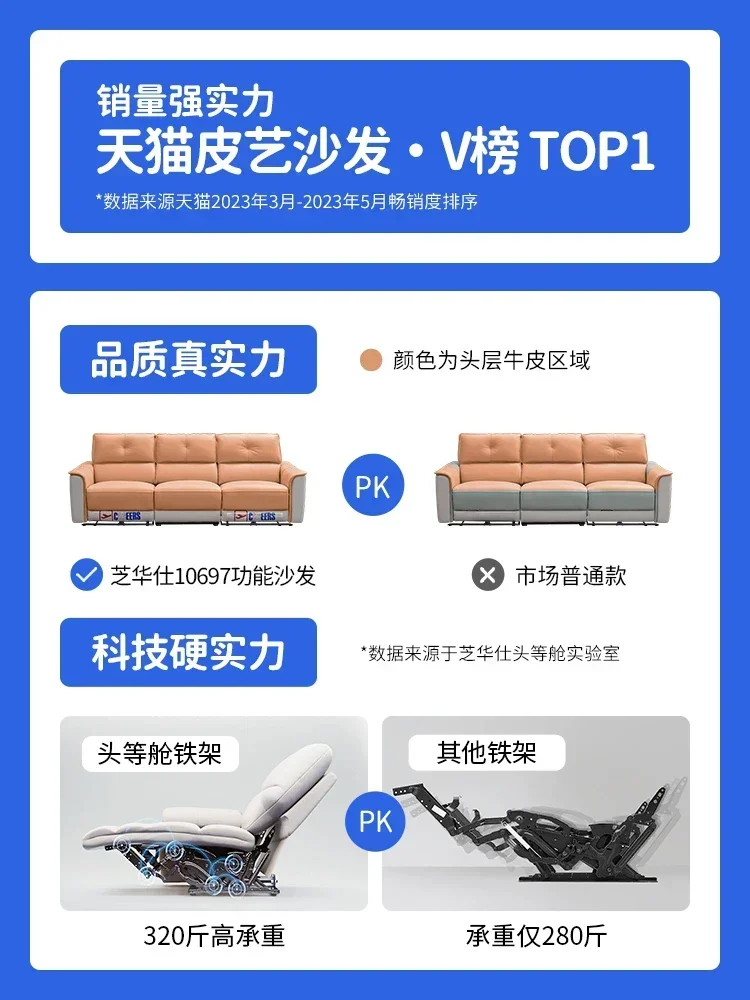 

Современный простой функциональный электрический диван TAO из натуральной кожи первого слоя для гостиной