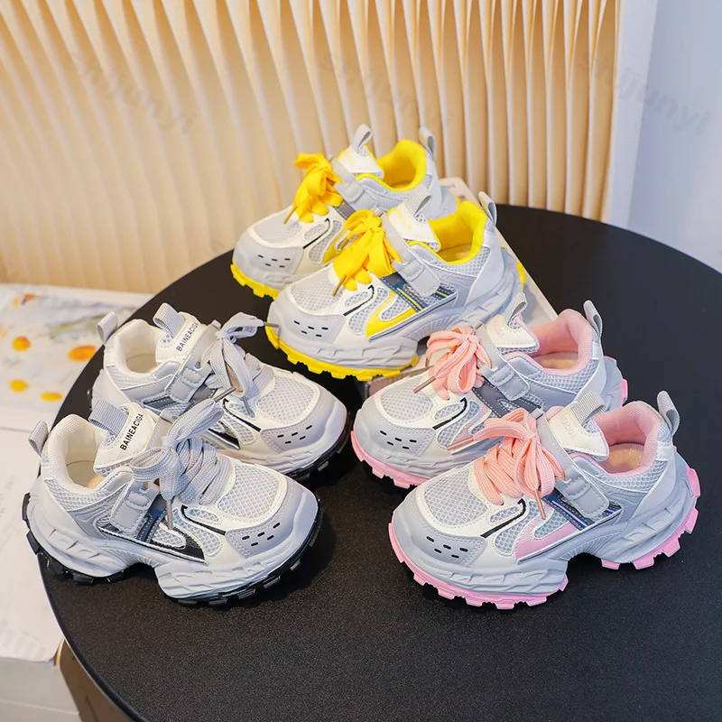 

Детская повседневная спортивная обувь, осень 2023, новые дышащие кроссовки, модные кроссовки для бега для мальчиков и девочек, детская уличная прогулочная обувь