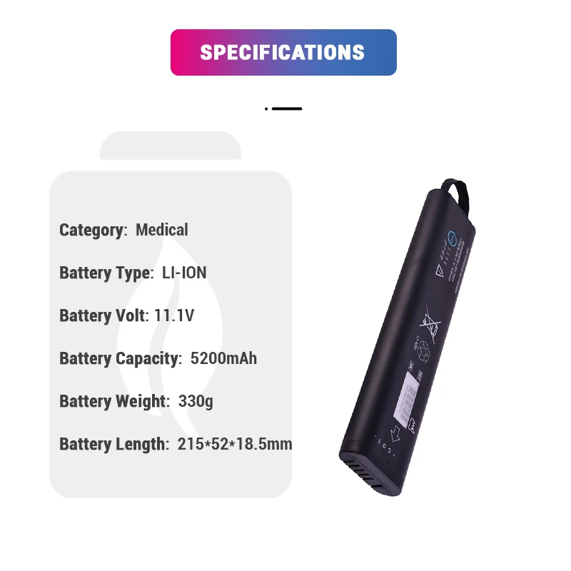 11.1V 5200mAh Rechargeable lithium ion SM201-6 Medical battery DASH 3000 B20 B30 B40 B20I B30I B40I for  Monitor