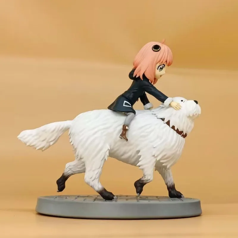 

22CM Spy X Familys Anya & Bond Riding Dog Figure PVC Collectible Ideal Gift for Fans of The Series Boxed for Protection