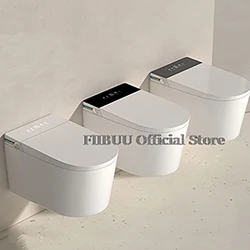 Wall Mounted Intelligent Toilet Bidet Smart Toilet for Bathroom Tankless Auto Open/Close Heated Seat Electric Elongated WallHung