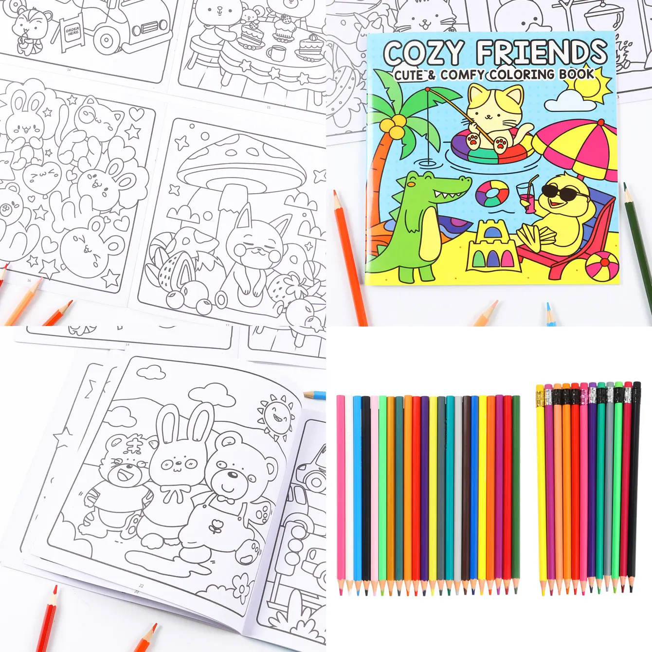 24 Pages Kids Coloring Drawing Book Colored pencil set Childhood Educational Doodle Art Sketchbook DIY Craft Learning Supplies