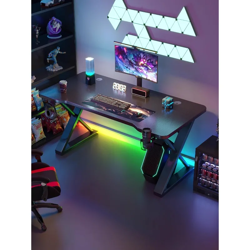 

Computer desk, e-sports room, e-sports table, desktop carbon fiber bedroom, desk can be installed, robot arm can be placed, host