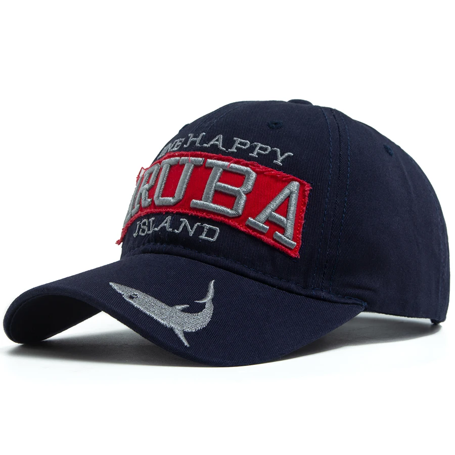 New Fashion ARUBA Letter Shark Embroidery Baseball Cap With Men Women Casual Sun Hat Cotton Soft Top Snapback Sports Visor Cap