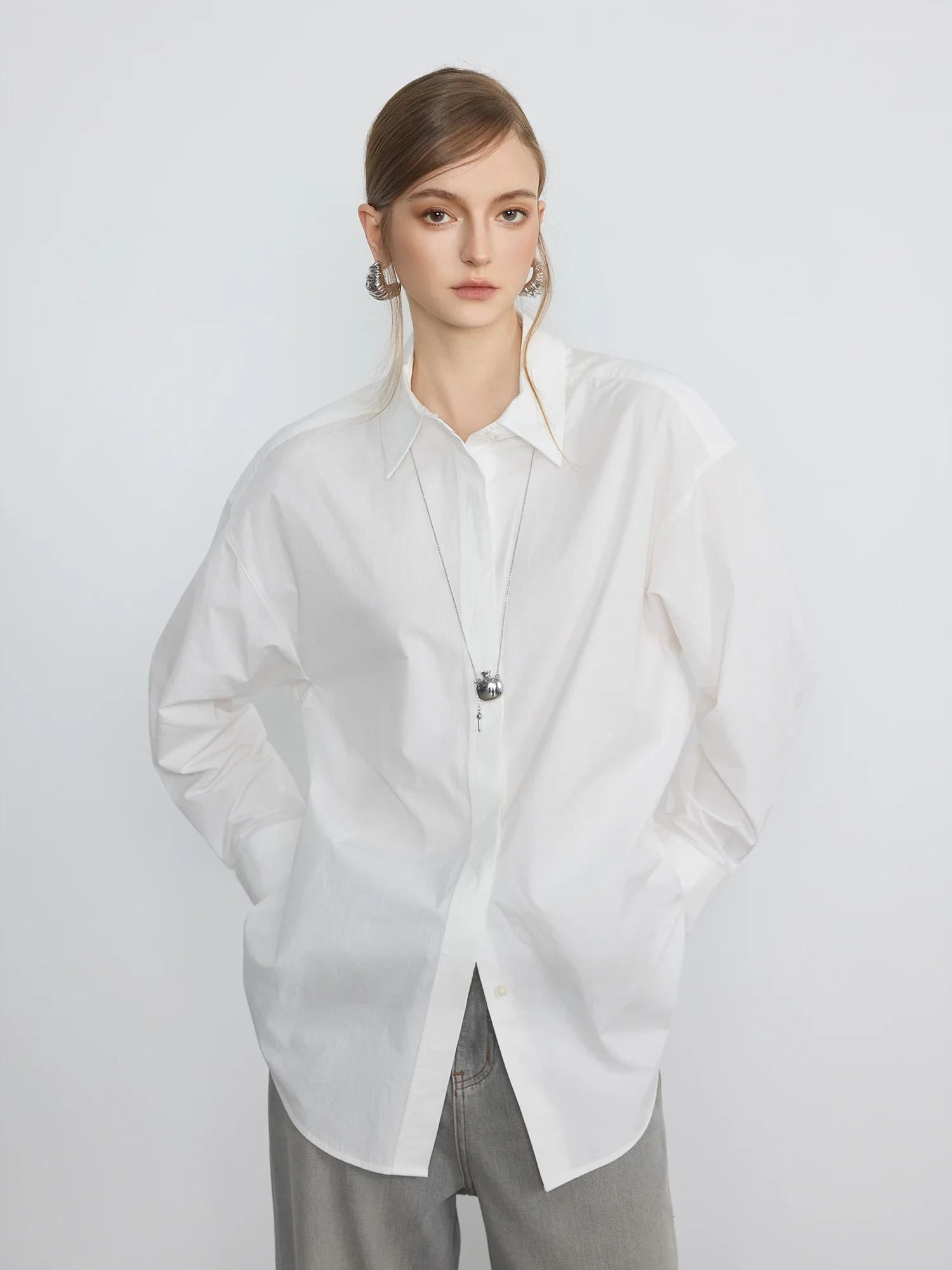 

Женская туника-рубашка Seame Classic в стиле Old Money из высококачественного хлопка, дышащая, с длинным рукавом, на пуговицах, повседневная одежда