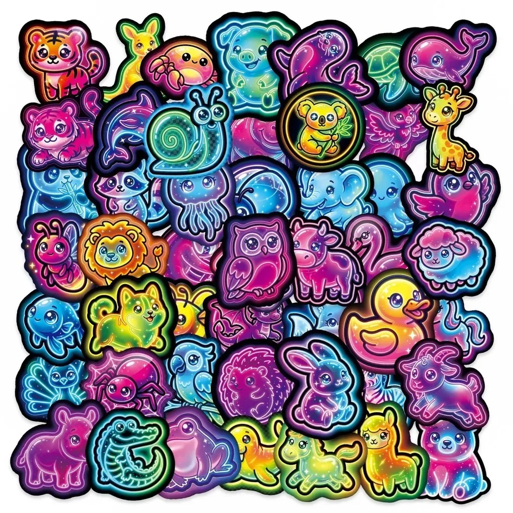 Ins Trendy Luminous Creature Sticker Pack 50/100 Sheets, Edgy Animal Graffiti Stickers for Motor Gear, Laptop and Water Bottle