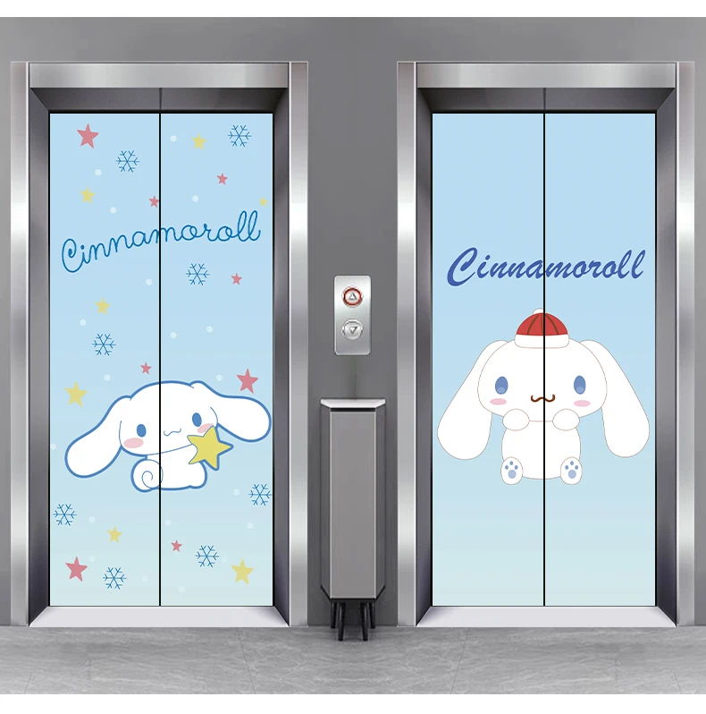 Sanrio Cinnamoroll Cartoon 3D Tearable Stickable Sticker Cover elevator Door sticker Wallpaper Decoration Self-adhesive Photo