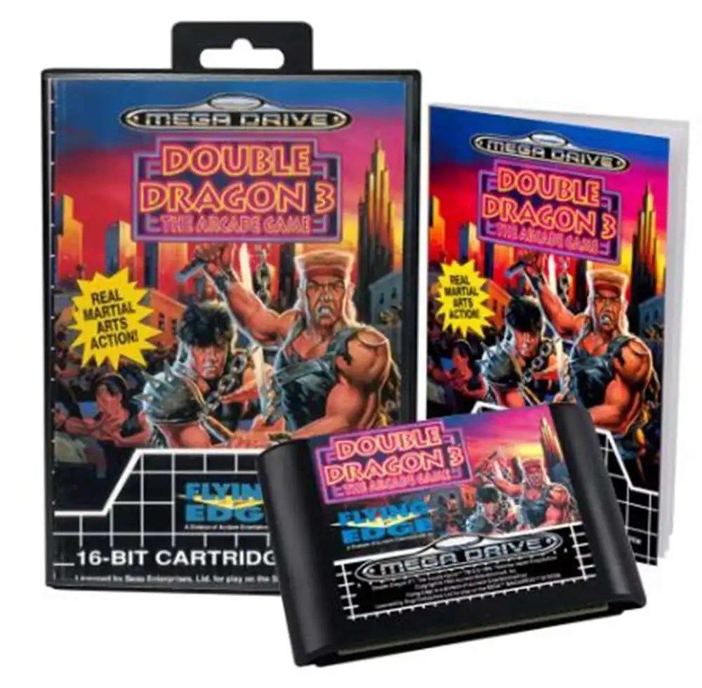 더블 드래곤 3 16비트 Sega MD 게임 카트리지 Megadrive Genesis 시스템용 박스 및 매뉴얼이 포함된 아케이드 게임