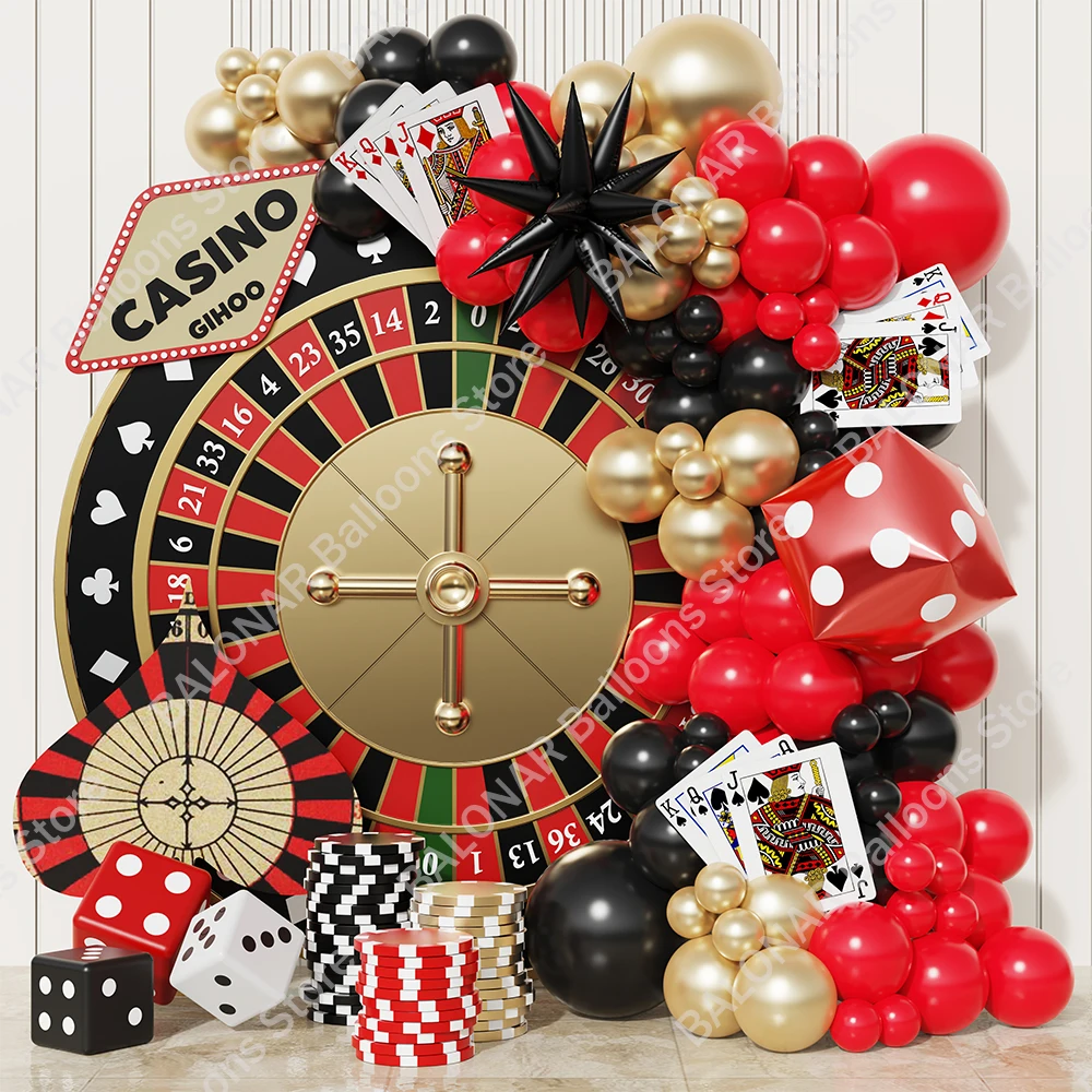 122pcs Casino Theme Party Balloon Garland Arch Kit Red Black   Latex Balloons Casino Birthday Wedding Christmas New Year Decor