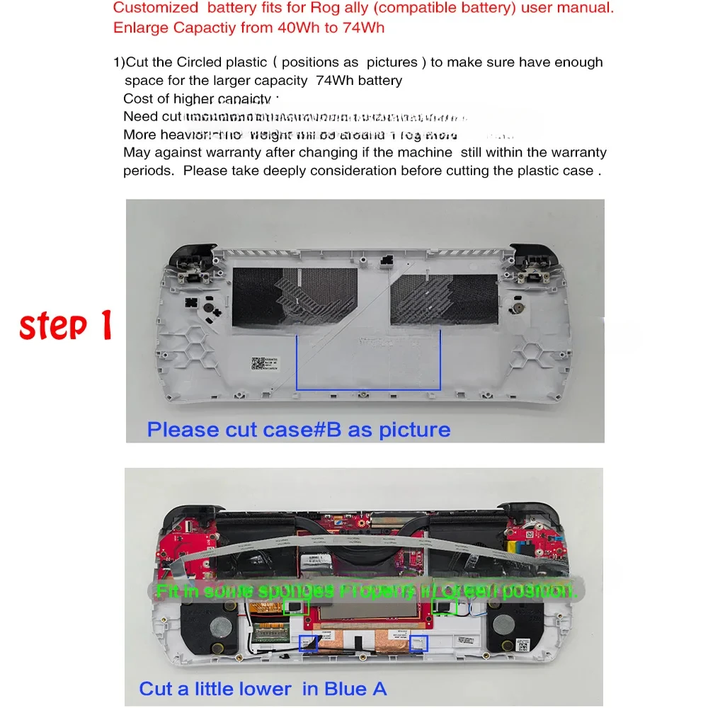 For ASUS ROG ALLY Gaming Handheld Series of RC71L/PC71L Expand High Capacity of 4780mAh Mod Upgrade C41N2208 Battery