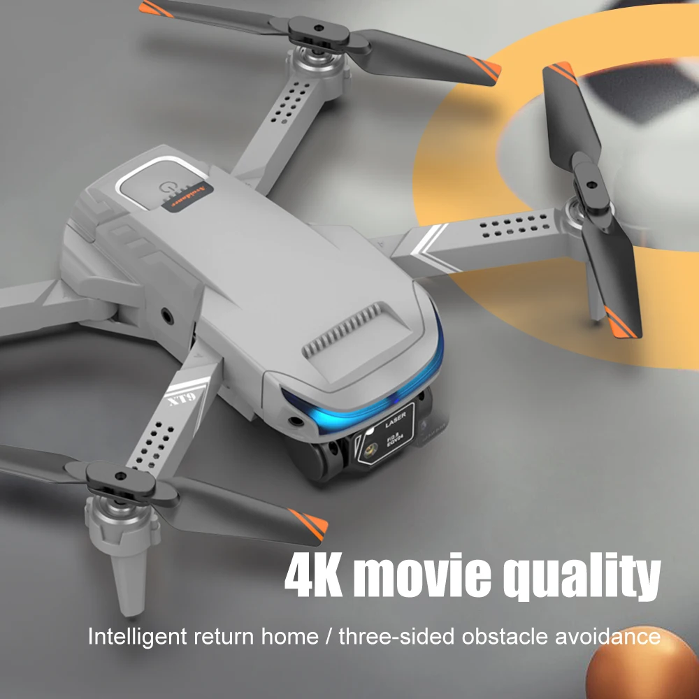 4K XT9 Aerial Drone HD Dual Lens Multi WiFi FPV LED Lights Rotor Foldable RC Aircraft Optical Flow Altitude Positioning RC Plane