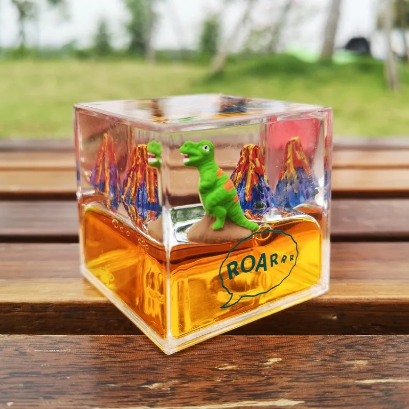 Dinosaur in Fluid Liquid Drift Bottle Jurassic Dinosaur Ship Floating Magma Fluid Living Room Decorations House Decoration Gifts