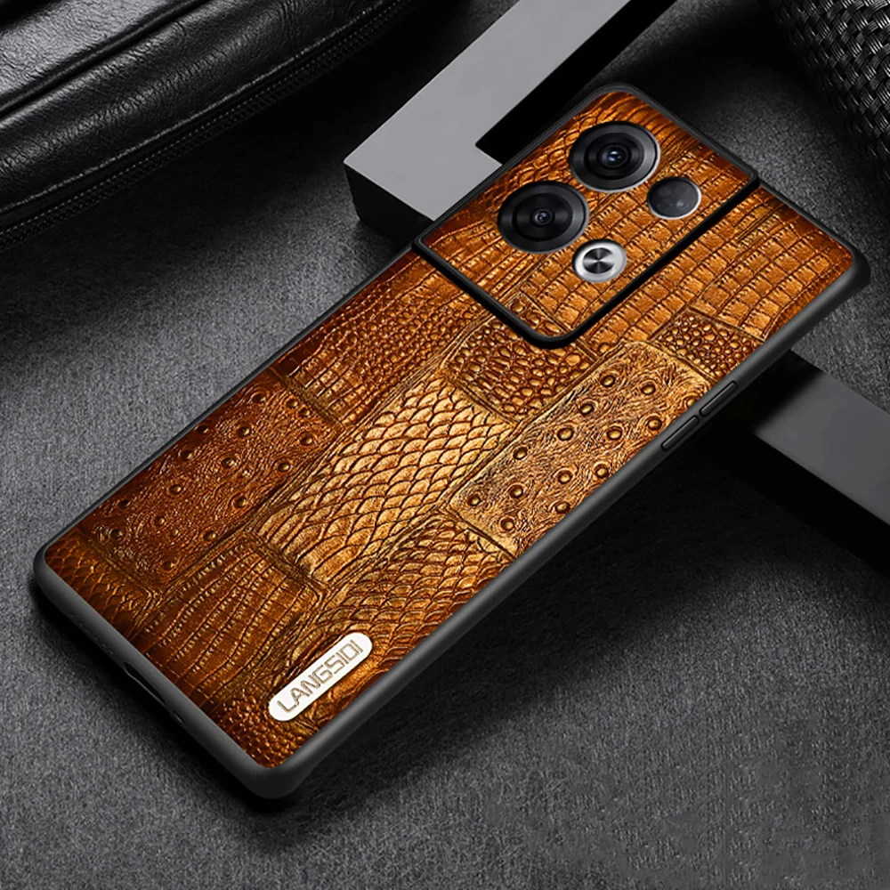 LANGSIDI Genuine leather Phone case For OPPO Reno 8 pro Find x5 Shockproof back cover For Realme 8 7 6 PRO X2 Pro X7 X50 PRO