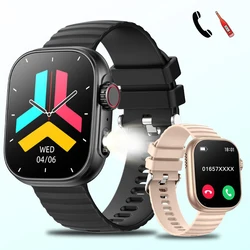 Montre intelligente avec lampe de poche LED pour homme et femme, 100 + modes sportifs, suivi de la condition physique, température Linge, écran 2.01 