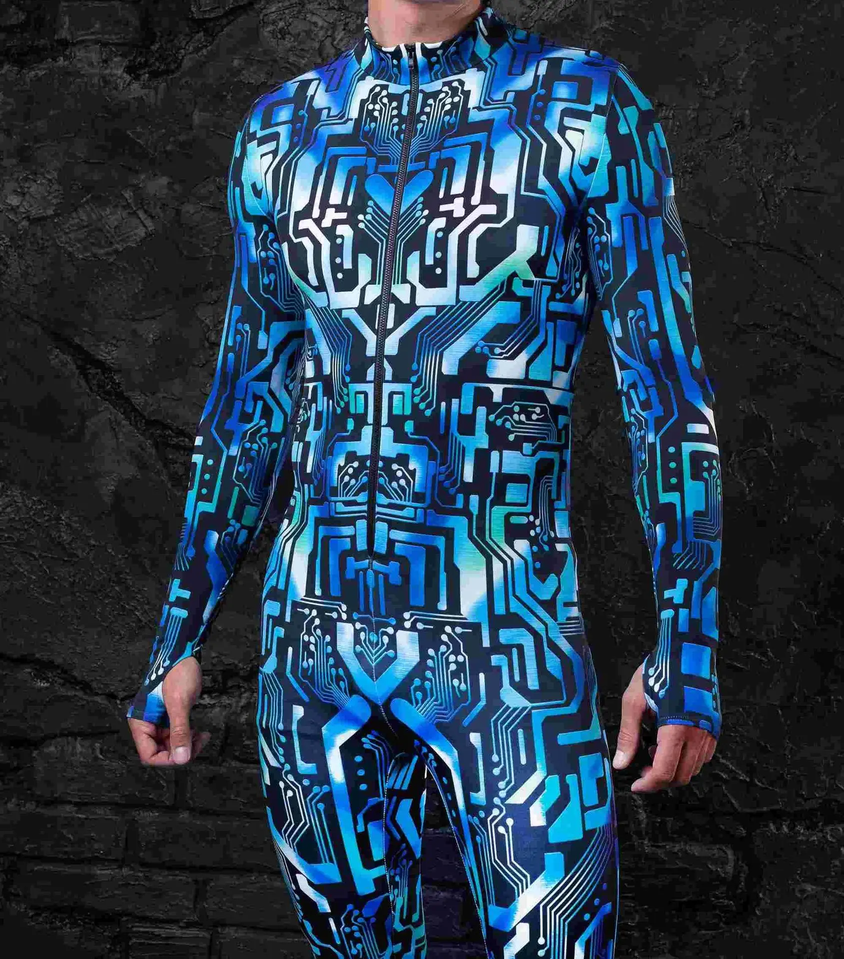 3D-Druck bunte Bodysuit Cyber Punk Platine Overall Halloween Party Karneval Cosplay Kostüm Leistung Stram pler Zentai