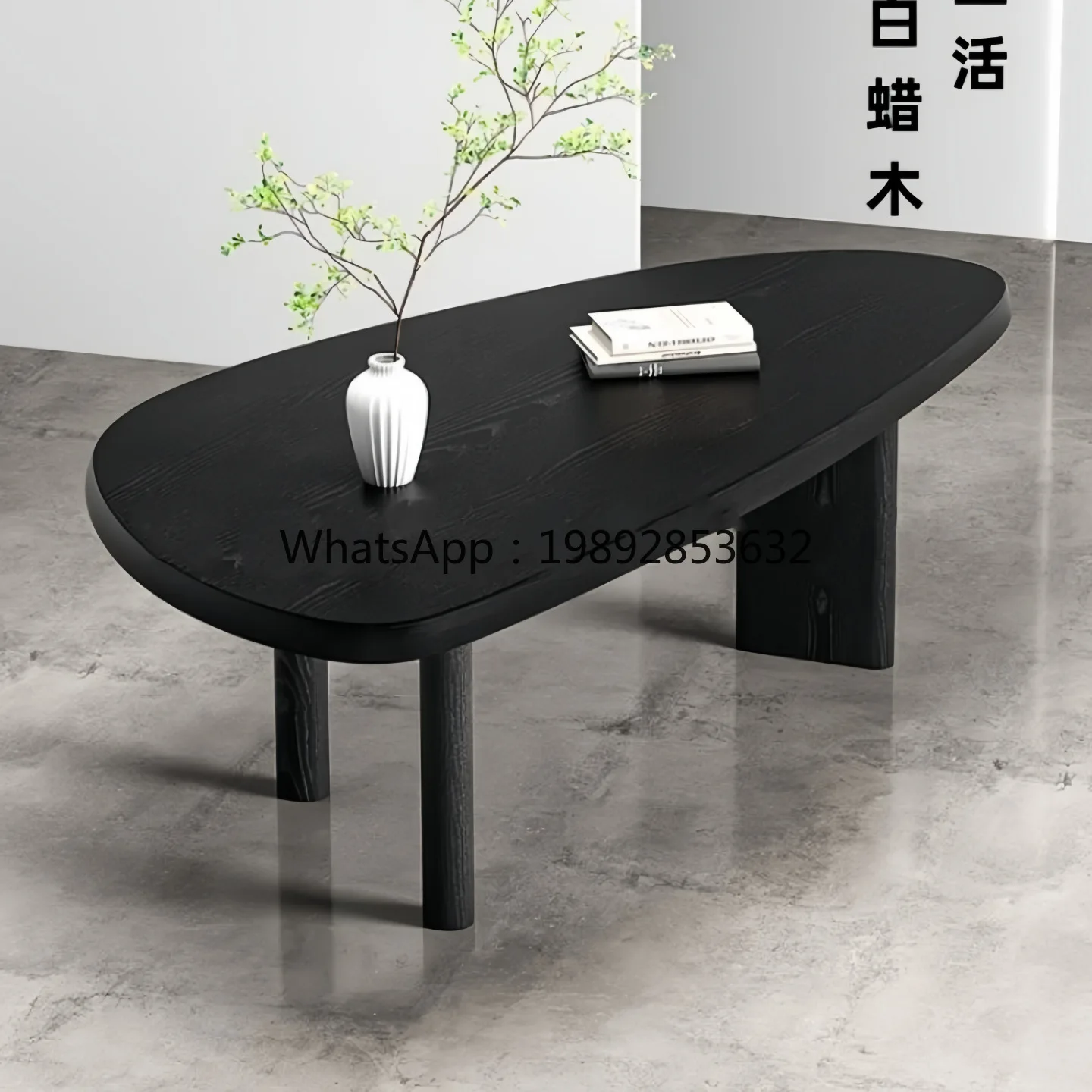 طاولة طعام مطلية بالطاولة الإيطالية البسيطة من LYY مصنوعة من الخشب الصلب وشكل بيضاوي بسيط للمنزل وطاولة مستديرة صغيرة مؤتمر فني #2