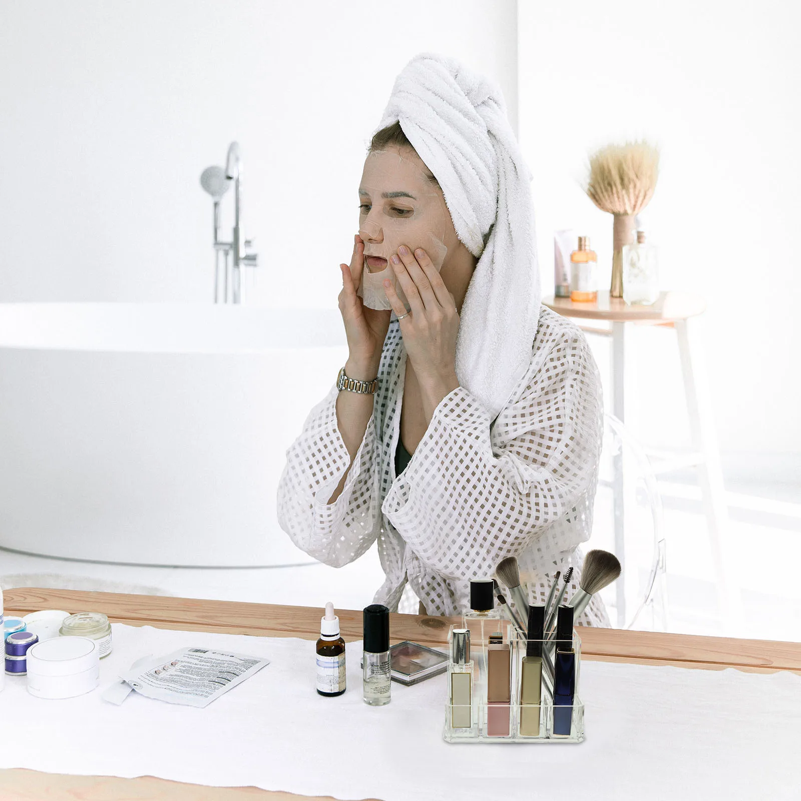 1 Stück Aufbewahrungsbox Transparenter Schreibtisch-Organizer Make-up-Pinsel-Ständer Stifthalter Lippenstift-Organizer Make-up-Pinsel-Display