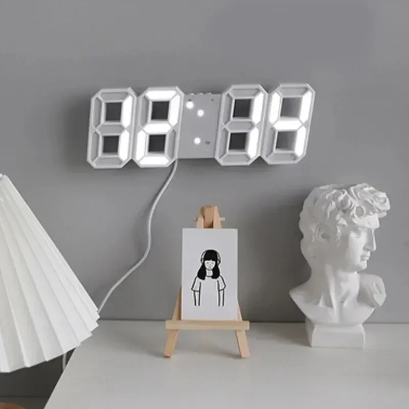 Mesa 3d led despertador data/temperatura para casa cozinha escritórios relógio decoração jardim relógios de parede vezes decoração digital