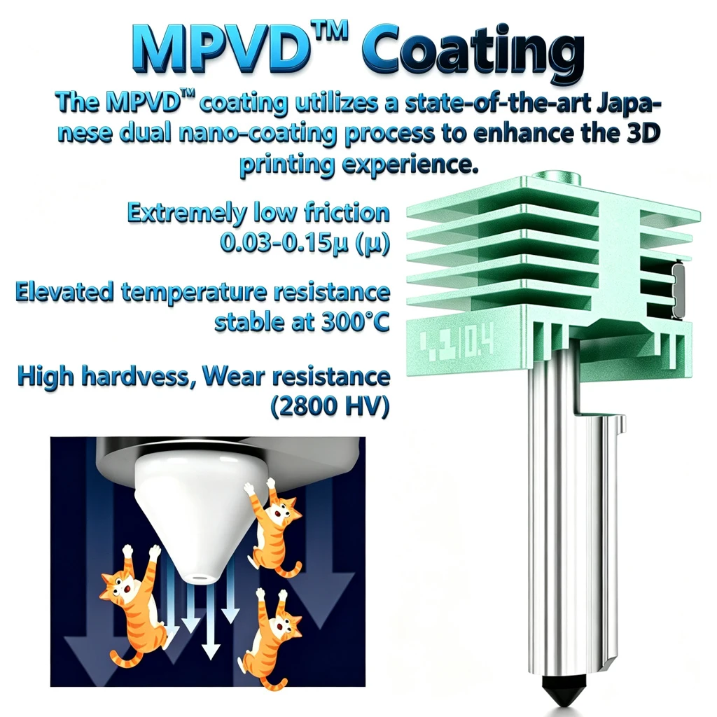 Nowy hotend MPVD typu „wszystko w jednym” do Bambu Lab A2L X2D P2S H2D H2S A1 MINI A1, ulepszone dysze, powłoka antyadhezyjna, wysoka twardość, akcesoria 3D — zdjęcie produktu 4
