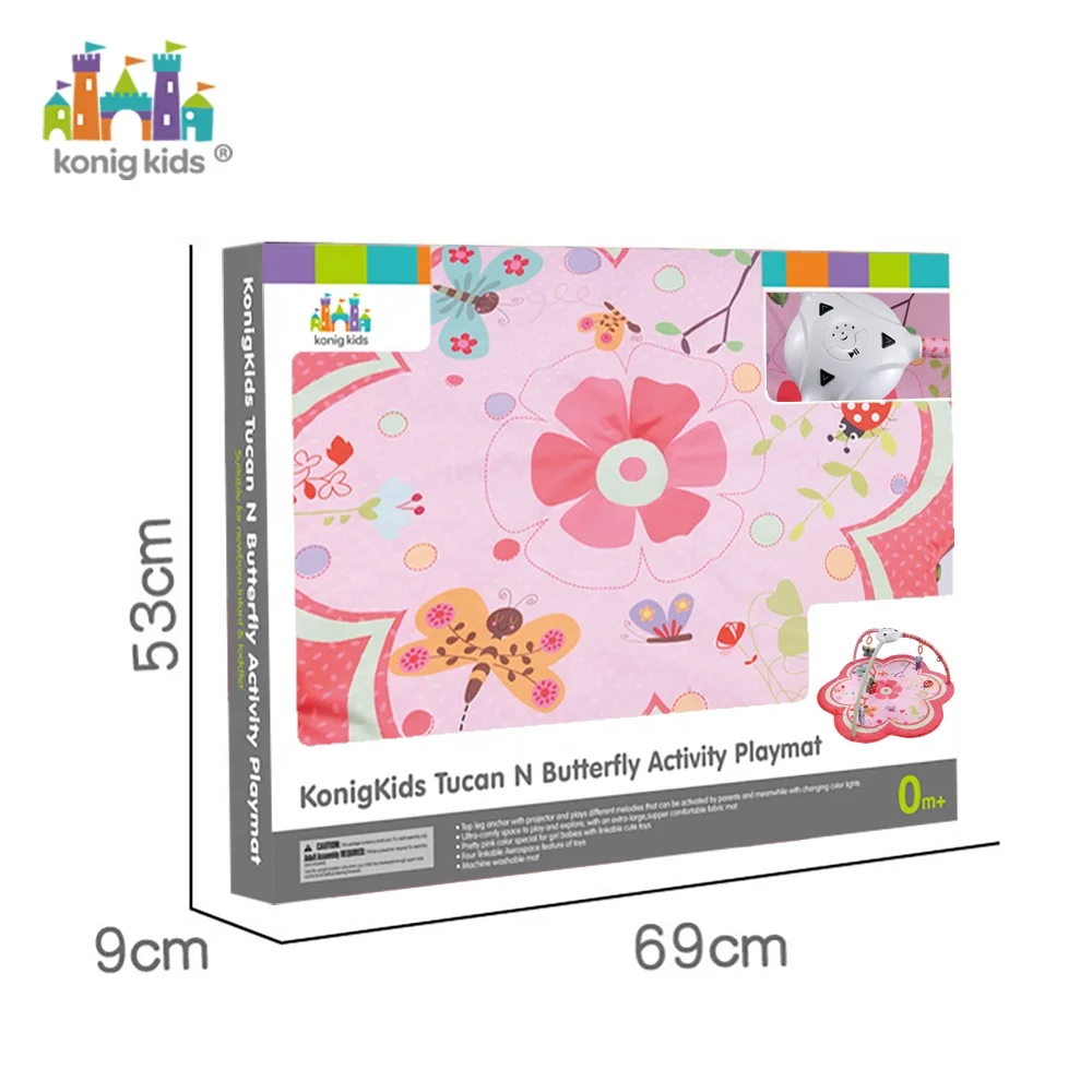 Konig Kids Baby Foldable Play Mat Gym Toy With Projection Music Pink Flower Baby Play Mats Baby Playing Mat