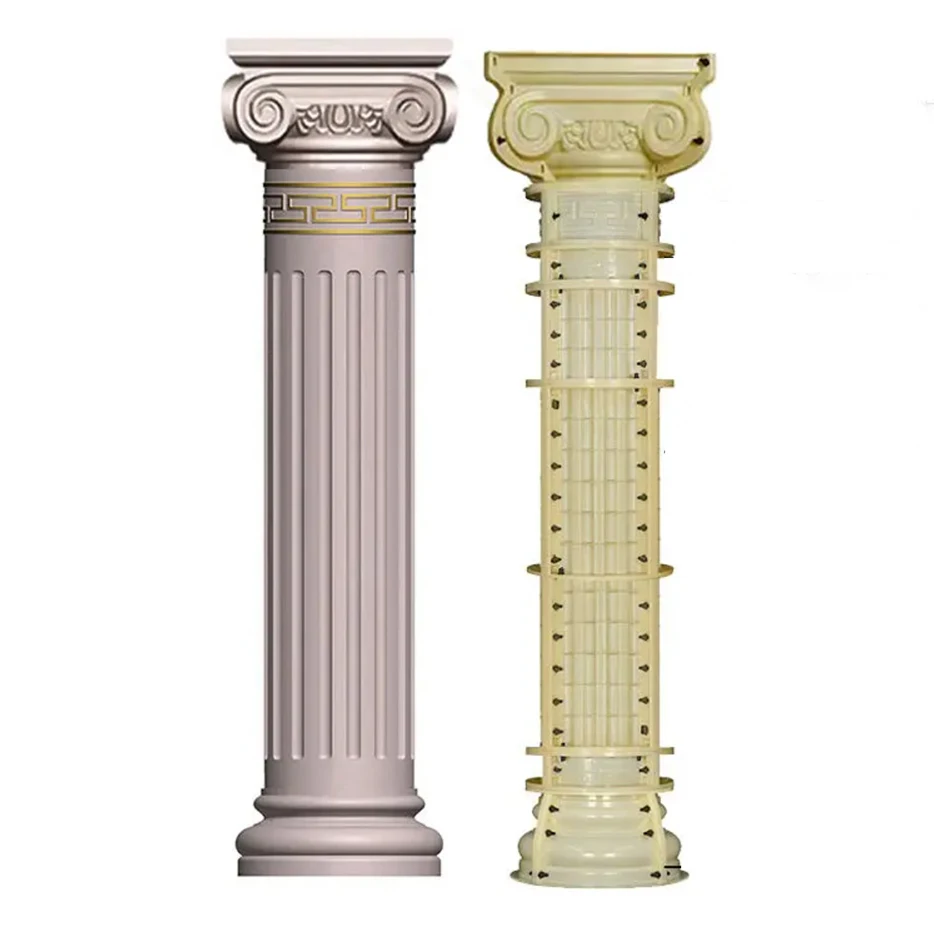 30cm 11.81in French European cylindrical mold Roman column smooth grooved circular building model door