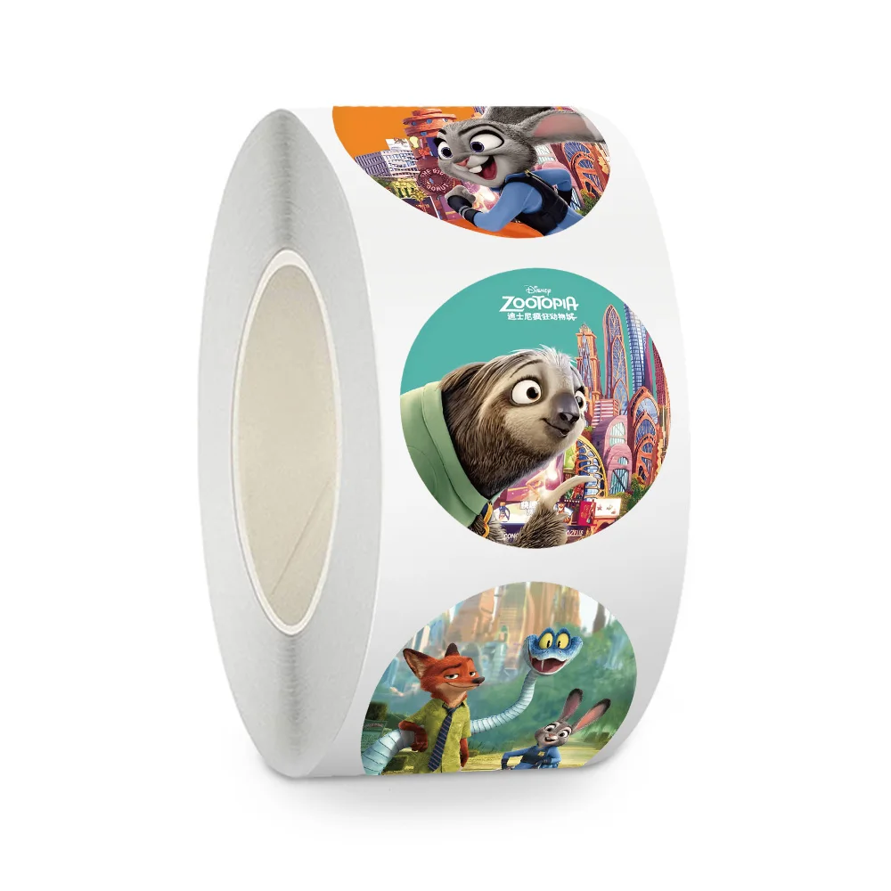500 sztuk/rolka Śliczne naklejki z motywem Zootopia do samodzielnego ozdabiania, na telefon, notatnik, kubek na wodę, zabawki, naklejki na prezenty