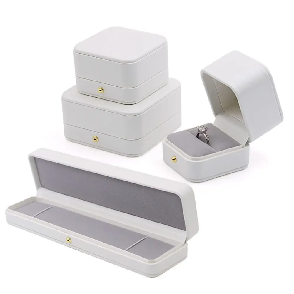 

Коробка для ювелирных украшений из искусственной кожи с фланелевой подкладкой, белая, для коллекции ожерелий, различные размеры, упаковка для ювелирных изделий