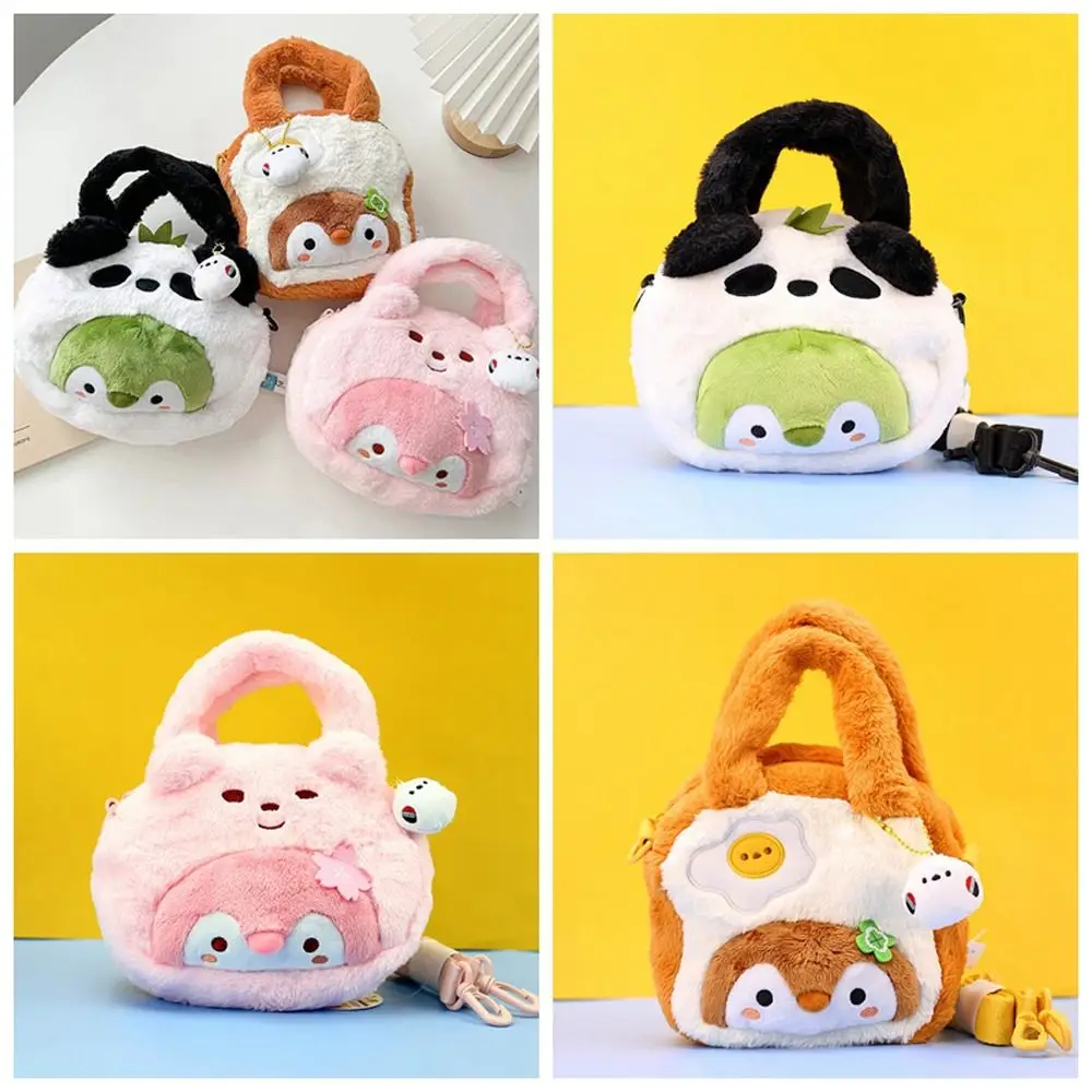 Bolso de hombro de dibujos animados de pingüino de peluche de Animal portátil, bolso de hombro de dibujos animados, bolsa de muñeca de peluche, bolsa de compras