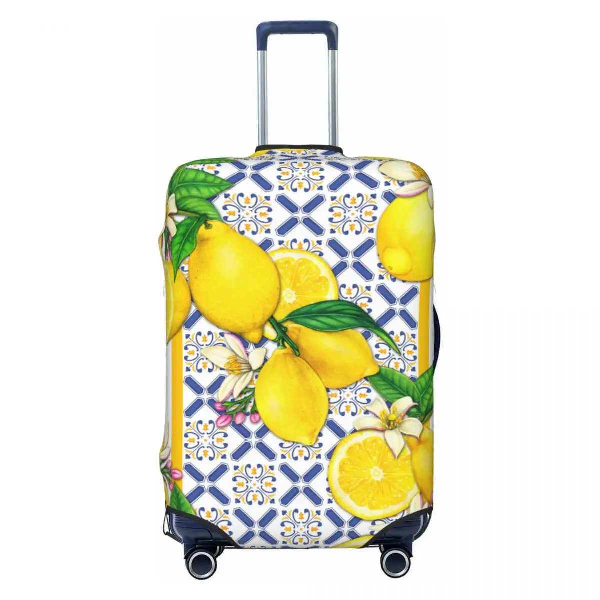 

Custom Mediterranean Tiles Summer Fruit Lemons Luggage Cover Elastic Travel Suitcase Protective Covers Suit For 18-32 inch