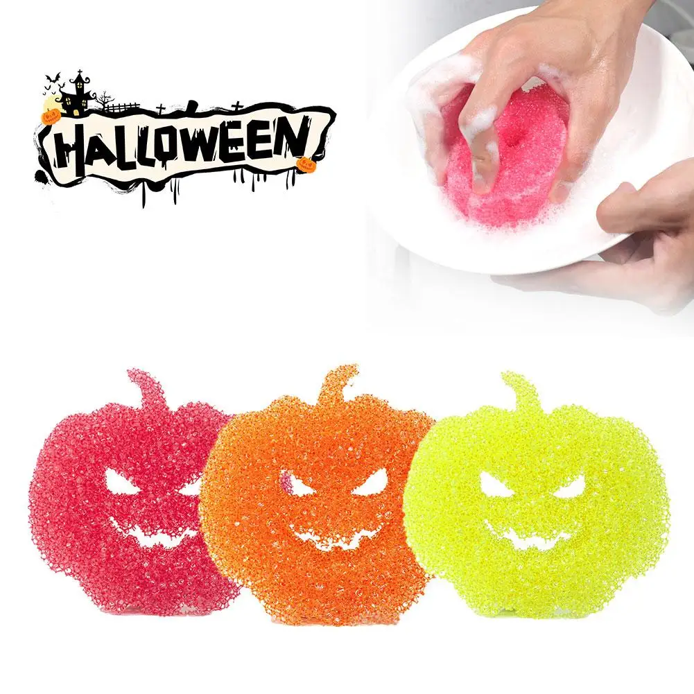 Halloween Pumpkin Cleaning Sponges Non Scratch Household Cleaning Sponges Scrubber For Dish Pots And Pans Dishwashing Clean O2c7