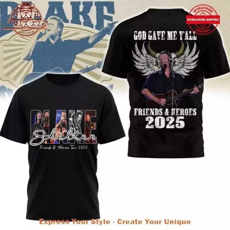 Blake Shelton Friends And Heroes Tour 2025 T Shirt Perfect For D809