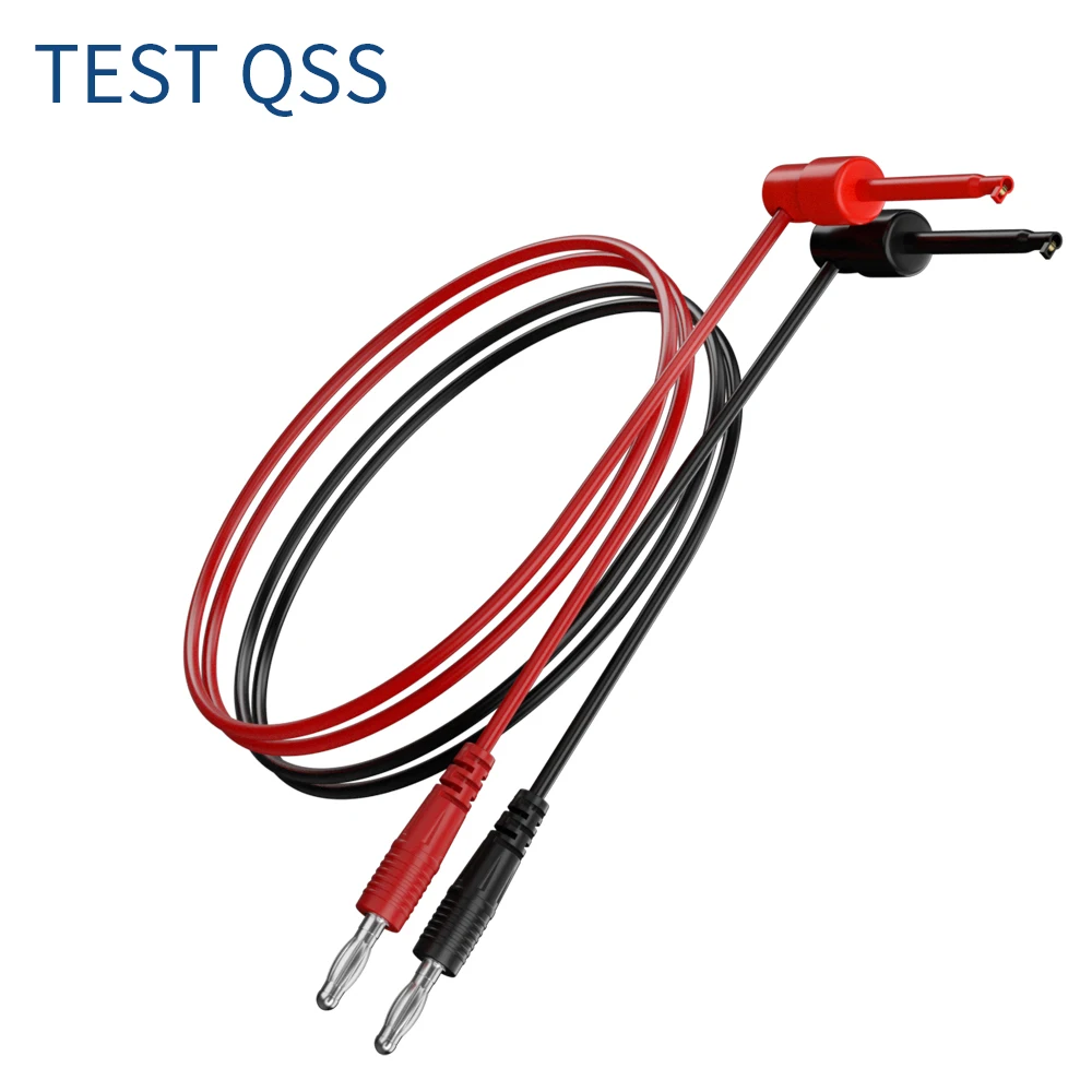 Imagem -02 - Qss-vermelho Preto Multímetro Test Lead Banana Plug Clips Gancho Fio de Cabo Conector Elétrico mm 100cm Q.70057b Pcs