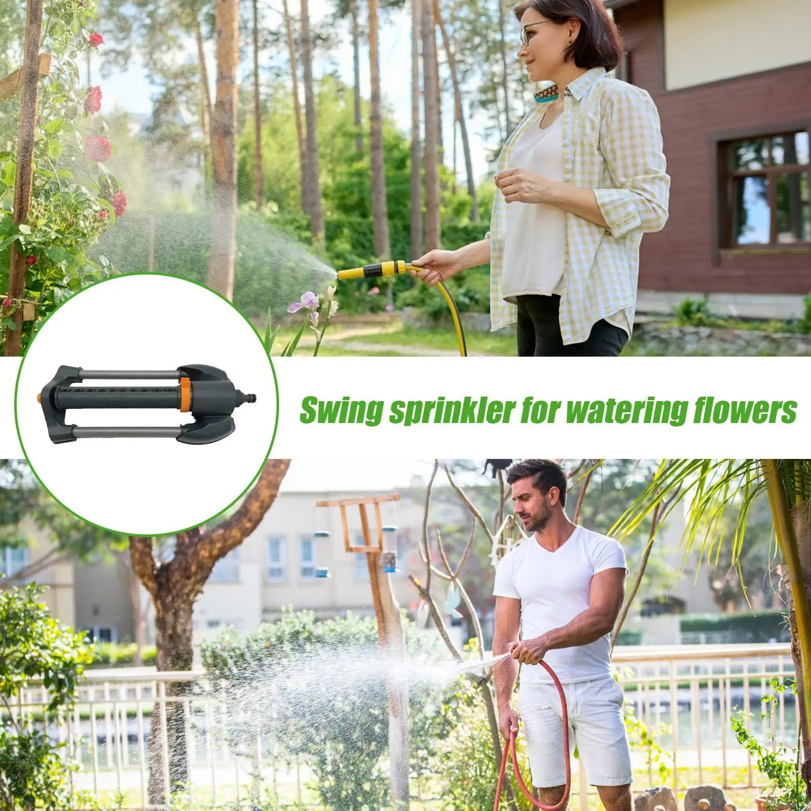 Aspersores para jardín, rociador de riego oscilante, aspersores ajustables de cobertura amplia para césped, granja, invernadero, Patio de verduras