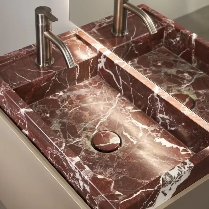 #Modern Marble Bathroom Sink Washbasin Eco-Friendly Easy Clean Feature Single-Hole Faucet Mount for Hotel Villa Washroom