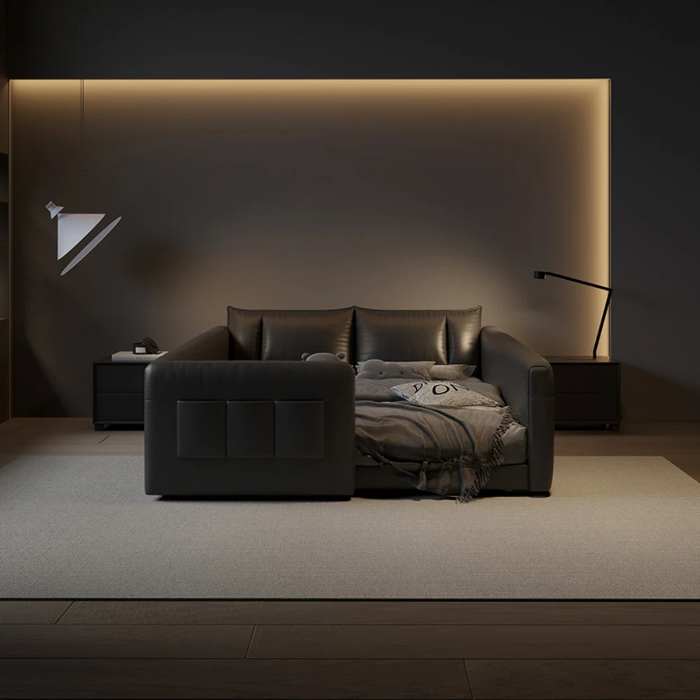 سرير بحجم كينغ أسود فاخر وبسيط وحديث لتنجيد الفنادق ومنضدة صالة للأطفال Meubles De Chambre ديكور منزلي