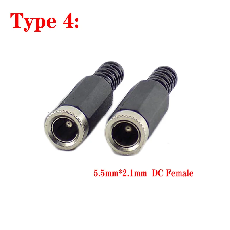 DC Plug Male Female RCA Adaptor Terminals DIY Wire Cable Electrical Socket Outlet Power Adapter 3.5-5.5mm Jack Connector 5pcs SW