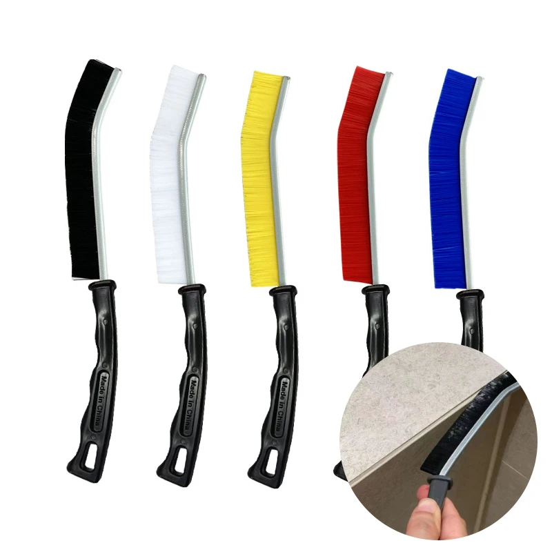 Tiles Grout Cleaner Brush Long Handle Durable Household Cleaning Brush Bathroom Floor Door Window Gap Remove Dust Nylon Brush